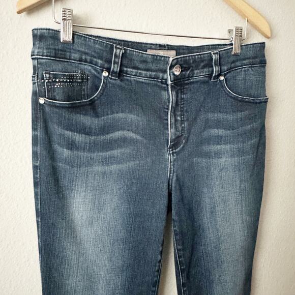 Chico’s So Slimming Size 1 Rhinestone Embellished Slim Ankle Jeans size 8 - Picture 4 of 12